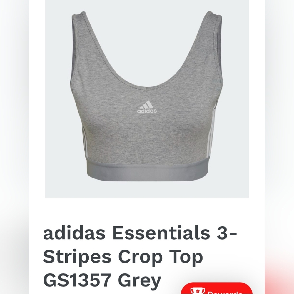 Adidas Gray 3-Stripes Crop Top